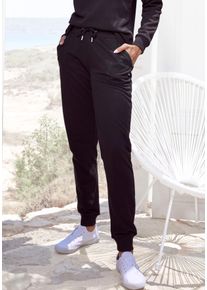 Buffalo Damen Sweatpants, Gr. 32, schwarz, angeraute Sweatware, Obermaterial: 60% Baumwolle, 40% Polyester, unifarben, Basic, Hosen, mit seitlichen