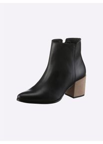 Heine Damen Stiefelette, Gr. 35, schwarz, Leder, Glattleder, modisch, Schuhe