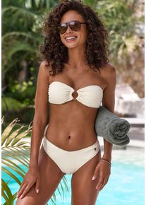 Lascana Damen Bandeau-Bikini-Top "Fay", beige, Gr. 38, Strukturmuster, Obermaterial: 94% Polyamid, 6% Elasthan. Futter: 90% Polyester, 10% Elasthan,