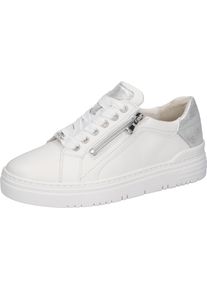 Waldläufer WALDLÄUFER Damen Plateausneaker "H-TAMIRA", Gr. 6,5, silber, Nappaleder, Nubukleder, kontrastfarbene Details, casual, Schuhe, Schnürschuh, Halbschuh,