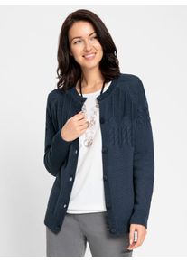 Inspirationen Damen Strickjacke, blau, Gr. 36, meliert, 50% Baumwolle, 50% Polyacryl, Strickjacken