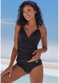 Lascana Damen Tankini "Toni", schwarz, Gr. 36, Recycling-Polyamid, Bikini-Sets, mit goldfarbenen Accessoires