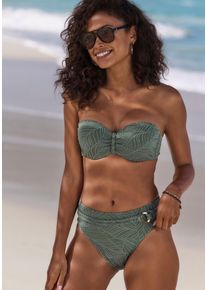 Lascana Damen Bügel-Bandeau-Bikini-Top "Fay", grün, Gr. 38, Strukturmuster, Obermaterial: 94% Polyamid, 6% Elasthan. Futter: 90% Polyester, 10%