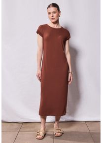 Damen Midikleidsienna braun, casual, Gr. 44, STREET ONE STUDIO, unifarben, Stoff, 78% Viskose, 17% Polyester, 5% Elasthan, Kleider, mit