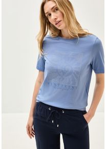 Cecil Damen T-Shirtdeep pastel blau, casual, Gr. XL, bestickt, Jersey, Obermaterial: 100% Baumwolle, Shirts, mit Schmucksteinen