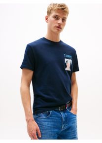Tommy Jeans Herren T-Shirt "TJM REG USA SCRIPT SS TEE", blau, casual, Gr. XXL, Single Jersey, Obermaterial: 100% Baumwolle, Shirts, mit modischem