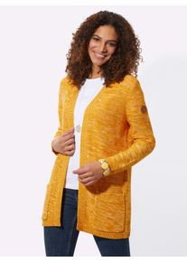 Casual Looks Damen Strickjacke, gelb, Gr. 38, meliert, unifarben, 54% Baumwolle, 46% Polyacryl, Strickjacken