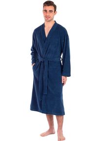 Bademantel, L:120cm in Gr. L, blau, Framsohn FROTTIER, Jersey, Hausmäntel, "Leichter Bademantel Herren", Besonders leichter Jerseybademantel
