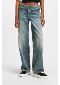 HUGO BLUE Damen Low-rise-Jeans "Glory", blau, casual, Gr. 25, unifarben, Denim/Jeans, Obermaterial: 100% Baumwolle, Jeans, mit Denim-Gürtel, Baggy Fit