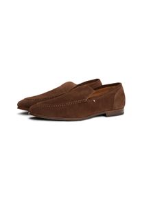 Tommy Hilfiger Herren Slipper "HILFIGER FLEXIBLE SUEDE LOAFER", Gr. 42, braun, Veloursleder, unifarben, elegant, Schuhe, Blockabsatz, Loafer,