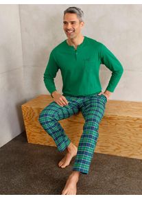wäschepur WÄSCHEPUR Herren Pyjamaoberteil "Schlafanzug-Shirt", Gr. 44, grün, 100% Baumwolle, unifarben, Shirts