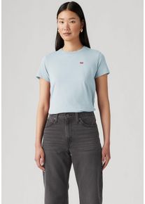 Levi's LEVI'S Damen T-Shirt "Mini-Logo", blau, Basic, Gr. L, Jersey, Obermaterial: 100% Baumwolle, Shirts, mit kleiner Markenlogo-Stickerei auf der Brust