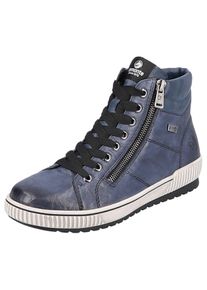 Remonte Damen Schnürboots, Gr. 37, blau, Leder, Lederimitat, sportlich, Schuhe, Plateau, Schnürstiefelette, Boots in Crash-Optik