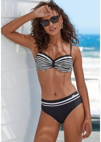 Lascana Damen Bügel-Bikini-Top "Myst", schwarz-weiß, Gr. 38, gestreift, Recycling-Polyamid, Bikini-Oberteile, mit platziertem Streifen-Design