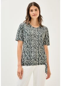 Cecil Damen T-Shirtbalmy khaki, casual, Gr. XS, gemustert, Jersey, Obermaterial: 65% Polyester, 35% Viskose, Shirts, in Ausbrenner-Optik