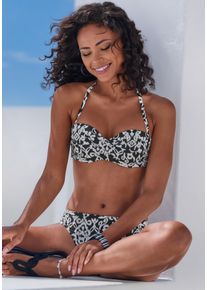 Lascana Damen Bügel-Bandeau-Bikini-Top "Piper", beige, Gr. 34, bedruckt, Microfaser, Recycling-Polyamid, Bikini-Oberteile, mit auffälligem