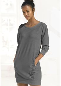 Damen Sweatkleid, BENCH. LOUNGEWEAR, Gr. 32, grau, Interlock, Obermaterial: 60% Baumwolle, 40% Polyester, unifarben, Basic, Kleider, mit seitlichem