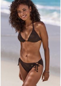 Lascana Damen Triangel-Bikini-Top "Fay", braun, Gr. 36, Strukturmuster, Obermaterial: 94% Polyamid, 6% Elasthan. Futter: 90% Polyester, 10% Elasthan,