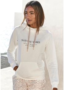 Lascana Damen Hoodie, Gr. 32, beige, Sweatware, Obermaterial: 60% Baumwolle, 40% Polyester, bedruckt, unifarben, casual, Sweatshirts, mit