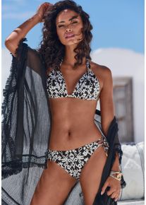 Lascana Damen Triangel-Bikini-Top "Piper", beige, Gr. 38, bedruckt, Microfaser, Recycling-Polyamid, Bikini-Oberteile, mit auffälligem Alloverprint