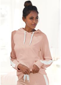 Damen Kapuzensweatshirt, BENCH. LOUNGEWEAR, Gr. 32, beige, Jersey, Interlock, Obermaterial: 60% Baumwolle, 40% Polyester, unifarben mit Farbeinsatz,