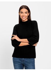 Heine Damen Stehkragenpullover "Pullover", schwarz, Gr. 48, unifarben, 50% Viskose, 28% Polyester, 22% Polyamid, Pullover