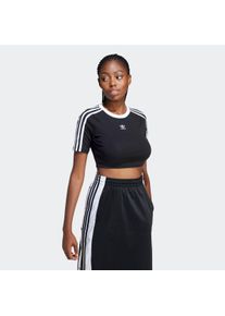 Damen T-Shirt "3 S BABY TEE", schwarz, sportlich, Gr. XS, adidas originals, gestreift, Obermaterial: 94% Baumwolle, 6% Elasthan, Shirts, Cropped drei