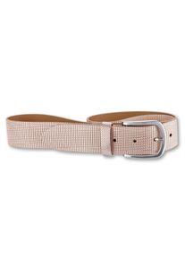 Bernd Götz BERND GÖTZ Damen Ledergürtel, beige, casual, Gr. 140, unifarben, glänzend, Rindsleder, Gürtel, mit feiner Rasterprägung
