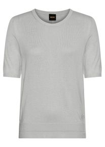 BOSS Orange Damen Kurzarmpullover "Fiaffusa Premium Damenmode", silber, casual, Gr. S, unifarben, Feinstrick, Obermaterial: 60% Viskose, 35%