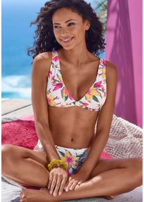 Lascana Damen Bügel-Bikini-Top "Malia", weiß, Gr. 36, bedruckt, floral, Polyamid, Microfaser, Bikini-Oberteile, mit tropischem Print