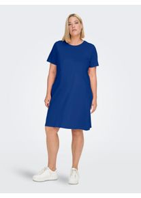Only CARMAKOMA Damen Minikleid "CARMAY LIFE S/S POCKET DRESS JRS", blau, modisch, Gr. S, unifarben, Jersey, Obermaterial: 100% Baumwolle, Kleider
