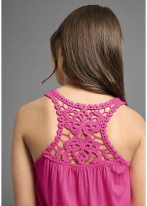 Kidsworld Mädchen Jerseykleid "mit aufwendiger Spitze im Rücken", pink, modisch, Gr. 128, unifarben, Jersey, Obermaterial: 100% Viskose. Spitze: 100%