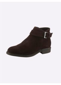 Heine Damen Stiefelette, Gr. 38, braun, Leder, Veloursleder, Veloursleder, modisch, Schuhe
