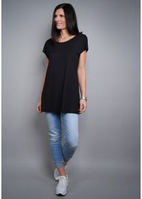 Seidel Moden Damen Longshirt, schwarz, casual, Gr. 44, unifarben, Jersey, Obermaterial: 95% Viskose, 5% Elasthan, Shirts, MADE IN GERMANY