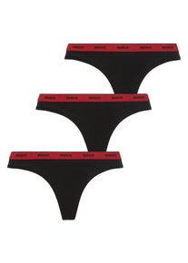 HUGO UNDERWEAR Damen T-String "TRIPLET THONG STRIPE", Gr. XS, schwarz, Jersey, Obermaterial: 95% Baumwolle, 5% Elasthan, unifarben, Unterhosen, mit