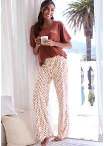 Vivance Dreams Damen Pyjama, Gr. 36, bunt, Single Jersey, Obermaterial: 50% Baumwolle, 50% Viskose. Unterteil: 50% Baumwolle, 50% Viskose, modisch,
