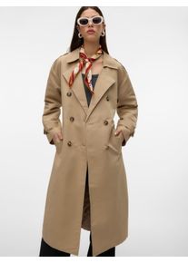 Véro Moda VERO MODA Damen Trenchcoat "VMCHLOE LONG TRENCHCOAT GA NOOS", braun, modisch, Gr. L, unifarben, Web, Obermaterial: 100% Polyester, Mäntel