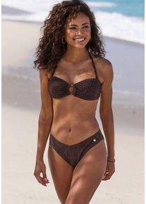 Lascana Damen Bandeau-Bikini-Top "Fay", braun, Gr. 38, Strukturmuster, Obermaterial: 94% Polyamid, 6% Elasthan. Futter: 90% Polyester, 10% Elasthan,