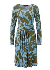 Damen Jerseykleidoliv hellblau, feminin, Gr. 42, Aniston SELECTED, geblümt, bedruckt, Single Jersey, Obermaterial: 95% Viskose, 5% Elasthan, Kleider,