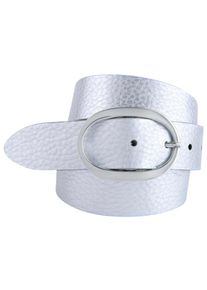 Bernd Götz BERND GÖTZ Damen Ledergürtel, silber, modisch,elegant,klassisch,feminin, Gr. 100, unifarben, leicht glänzend, metallic, Leder, Gürtel, mit Moonlight