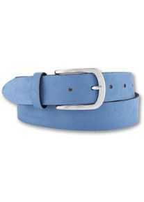 Bernd Götz BERND GÖTZ Damen Ledergürtel, blau, casual,casual,feminin, Gr. 85, unifarben, aufgeraut, Leder, Gürtel, mit silberfarbener Schließe