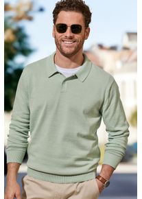 H.I.S. H.I.S Herren Strickpullover, grün, casual, Gr. S, Feinripp, Obermaterial: 60% Baumwolle, 40% Polyester, Pullover, mit Polokragen und kleiner