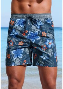 Chiemsee Herren Badeshorts, blau, Gr. S, bedruckt, Recycling-Polyester, Badehosen, mit Hawaii Alloverdruck