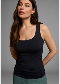 Laura Scott Damen Tanktop, schwarz, Basic, Gr. 48, unifarben, Jersey, Obermaterial: 91% Polyamid, 9% Elasthan, Tops, mit modischem Karree-Ausschnitt