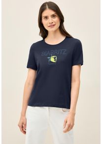 Cecil Damen T-Shirturban navy blau, casual, Gr. XL, unifarben, Web, 100% Baumwolle, Shirts, aus reiner Baumwolle