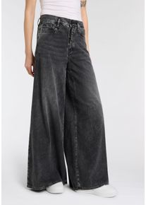 Herrlicher Damen Weite Jeans "Shyra Palazzo Denim Black", schwarz, casual, Gr. 34, Denim/Jeans, Obermaterial: 50% Baumwolle, 40% Lyocell, 10% Modal,