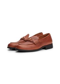 Tommy Hilfiger Damen Loafer "TH LOGO LEATHER LOAFER", Gr. 42, braun, Leder, unifarben, klassisch, Schuhe, Blockabsatz, Slipper, Businessschuh mit