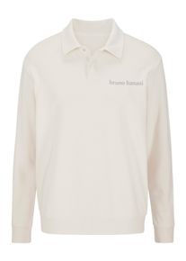 Bruno Banani Herren Sweatshirt "mit Kragen und kleiner Knopfleiste", beige, casual, Gr. S, angeraute Sweatware, Obermaterial: 60% Baumwolle, 40%