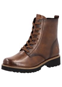 Remonte Damen Schnürboots, Gr. 36, braun, Leder, Lederimitat, unifarben, klassisch, Schuhe, Blockabsatz, Schnürstiefelette im Used Look
