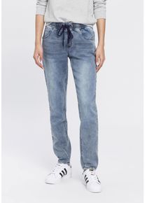 Arizona Damen Stretch-Jeans, blau, Basic, Gr. 38, Jersey, Obermaterial: 59% Baumwolle, 40% Polyester, 1% Elasthan, Jeans, weites Bein, normale